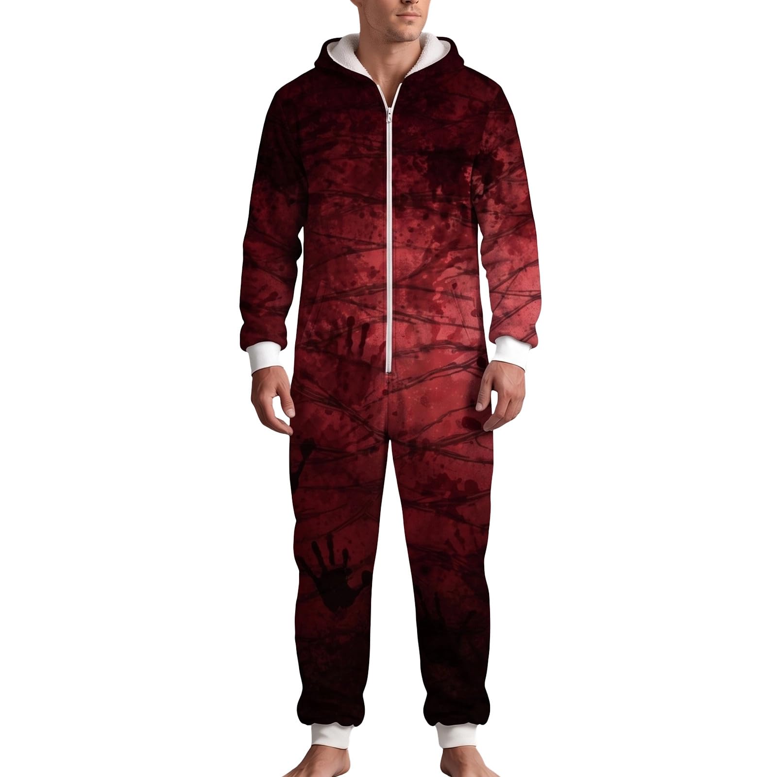 Generico Pigiama Halloween Donna - Tuta Intera con Cappuccio per Adulti di Halloween e Unisex Comoda in Flanella Stampata vestibilità Ampia Adatta a Sport Svago e Passeggiate quotidiane