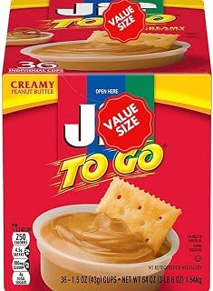 Peanut Butter Cups to go, 36Ct Individual Packets With Prime Grade Spreader, Jiffy Peanut Butter Creamy, Peanut Butter Snacks