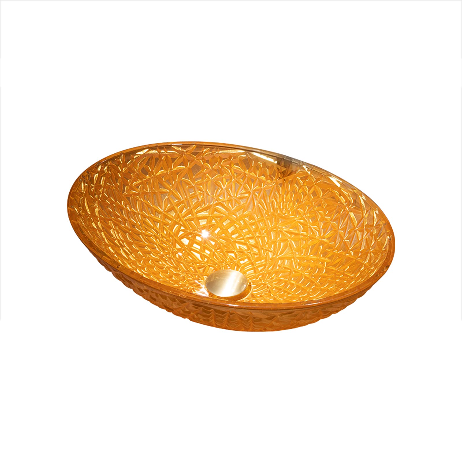 Vasque sur comptoir en verre orange pour rénover sans travaux
