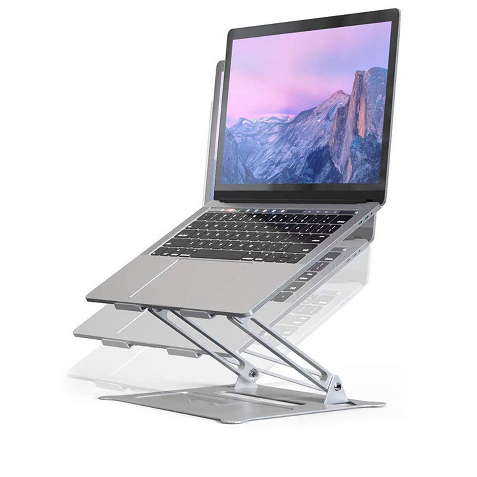 Supporto Per Laptop Portatile Argento, Angolo Regolabile, Design Pieghevole, Supporto di Raffreddamento in Lega di Alluminio con Cuscinetti in Silicone, Supporto Sollevabile Retrattile da Tavol