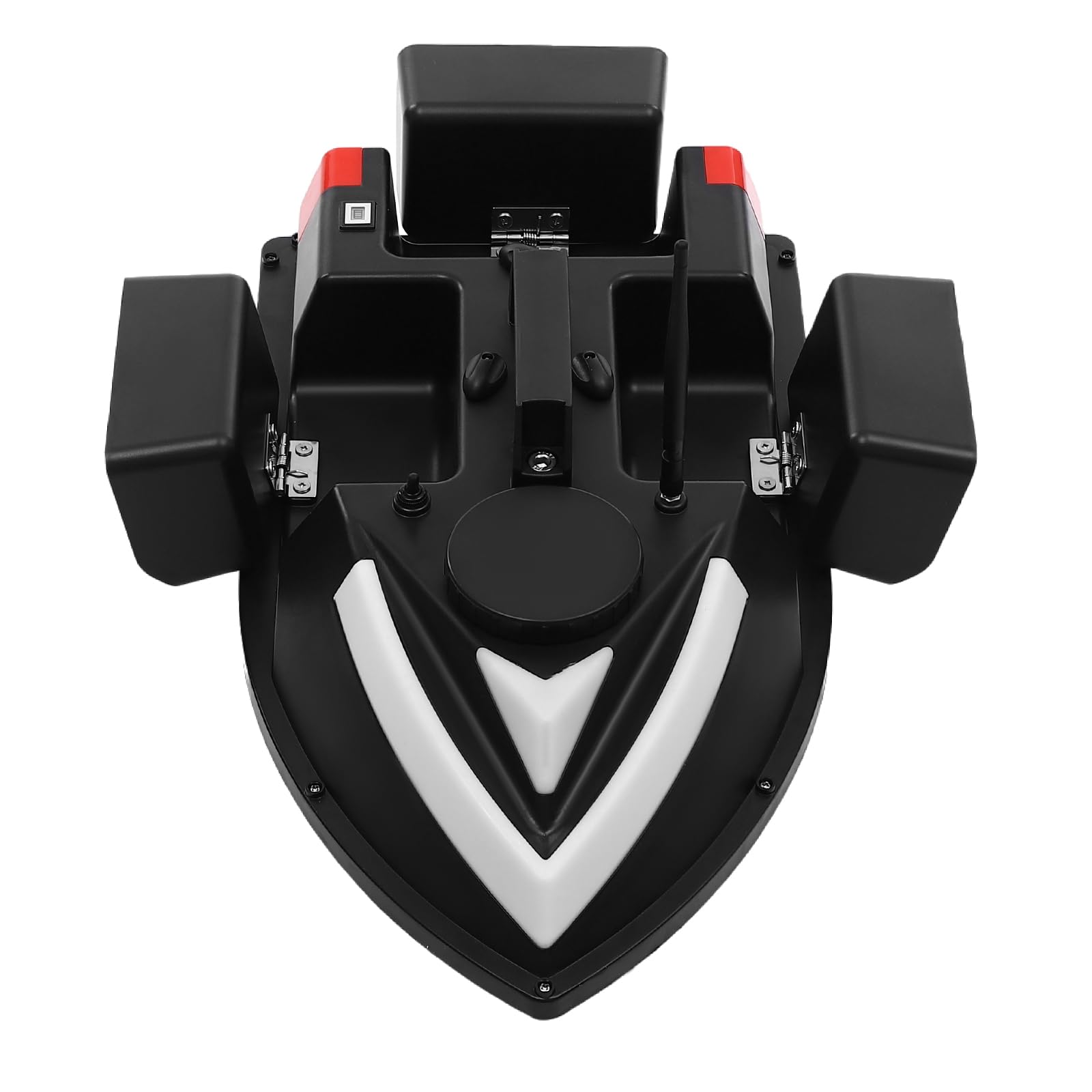 Bote de pesca con 3 depósitos de cebo, batería de 5200 mAh y mando a distancia de 500 m, LED, retorno automático, color negro