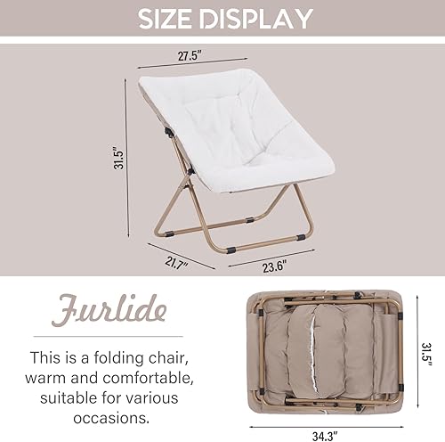 Miniatura 72 de Comfy - Silla de dormitorio plegable de gran tamaño con piel sintética suave, marco de metal, para dormitorio, sala de estar, balcón, patio,