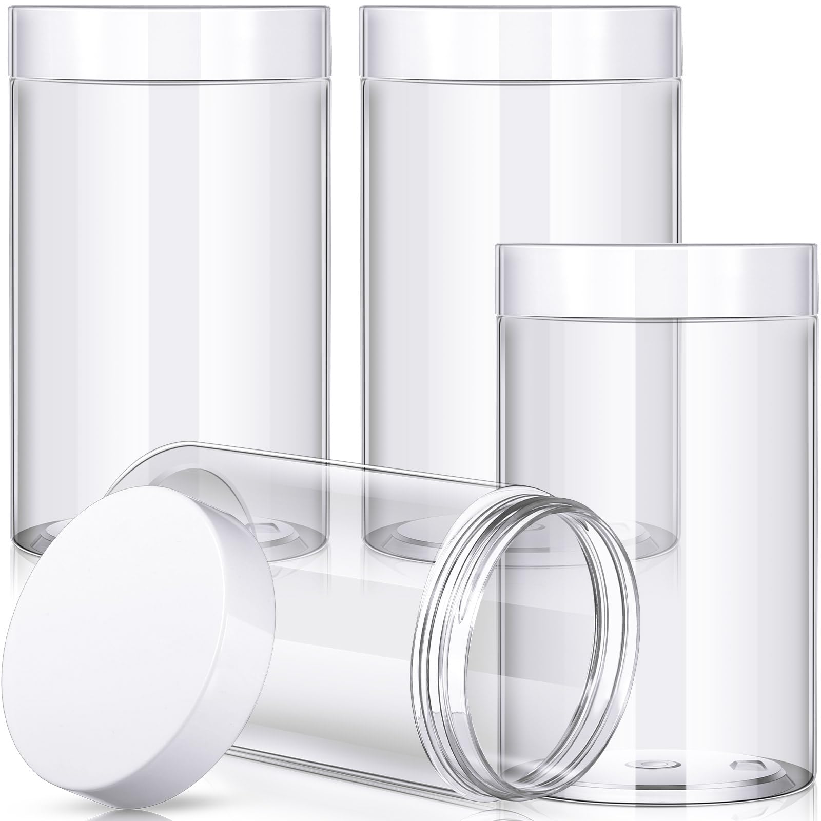 Patelai 4 Pieces Wide-mouth Plastic Container, 32 Ounce, White