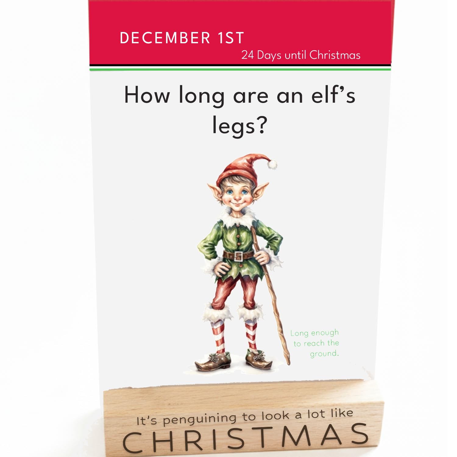 Christmas Joke Advent Calendar – 24 Funny Cards with Wooden Stand – Daily Laughs for the Festive Season (Jokes)