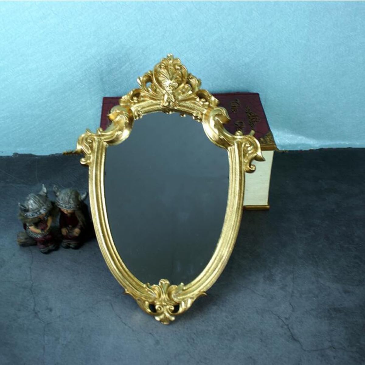 Wandspiegel Retro Stil Dekorativer mit Goldfarbenem Rahmen aus Glas Geruchsfrei und Verschleißfest als Wandbehang Dekoration im Wohnzimmer oder Schlafzimmer