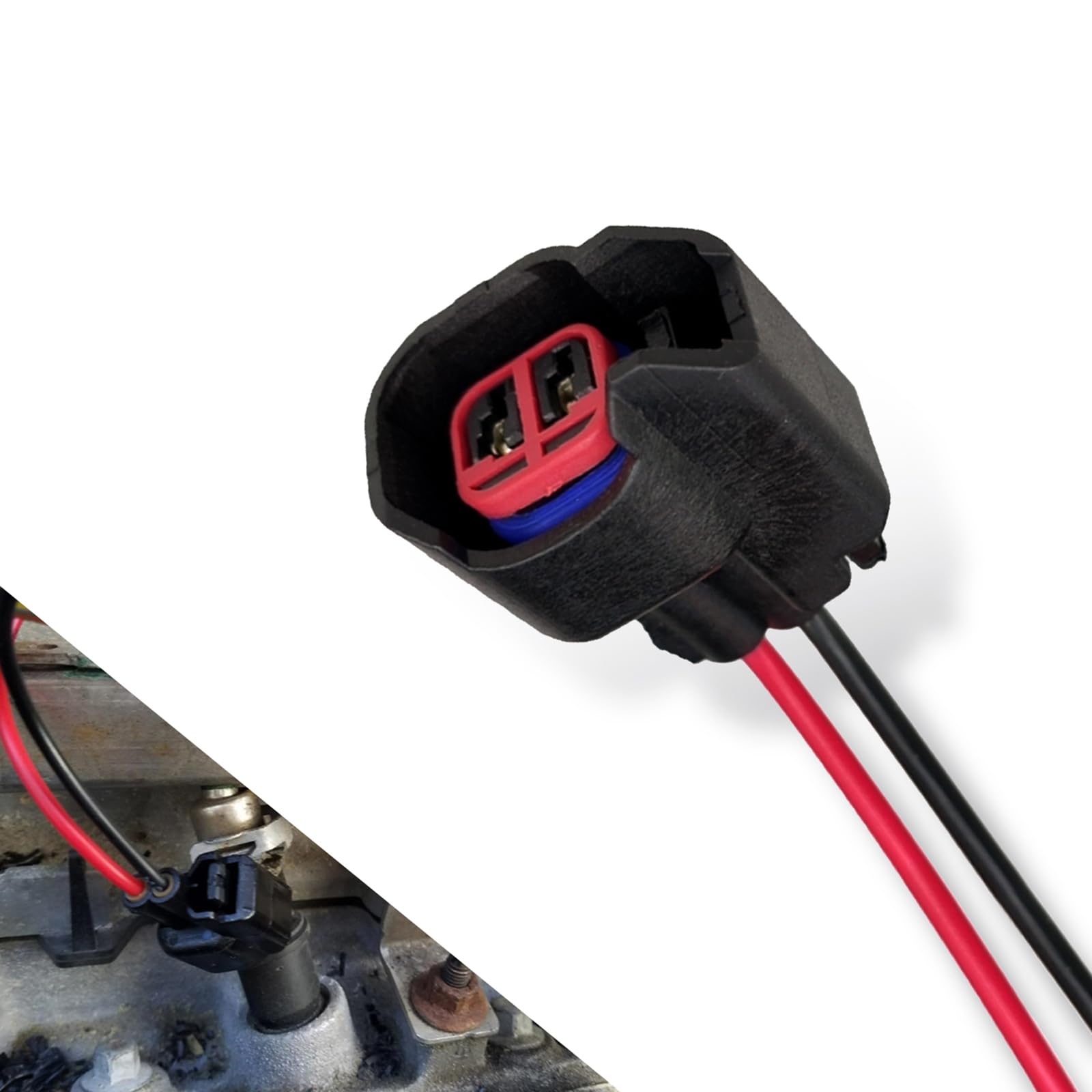 Miytsya 1 PC Car Fuel Injector Connector, EV6 EV14 Connector Harness Plug Replacement, Standard Motor Product Injector Wire Pigtail Plug, Universal for Most Cars Fuel Injector Adapters (Black)