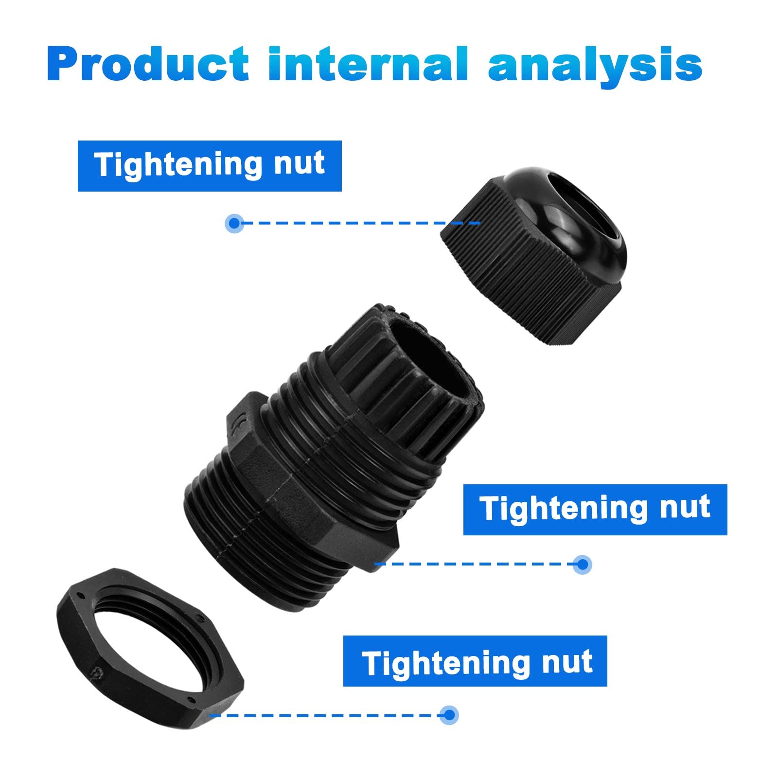 50 Pressacavi Impermeabili IP68 - Giunti Nylon Regolabili 3-16mm Per Cavi Elettrici (Set PG7/9/11/13.5/16/19) - Foto 9