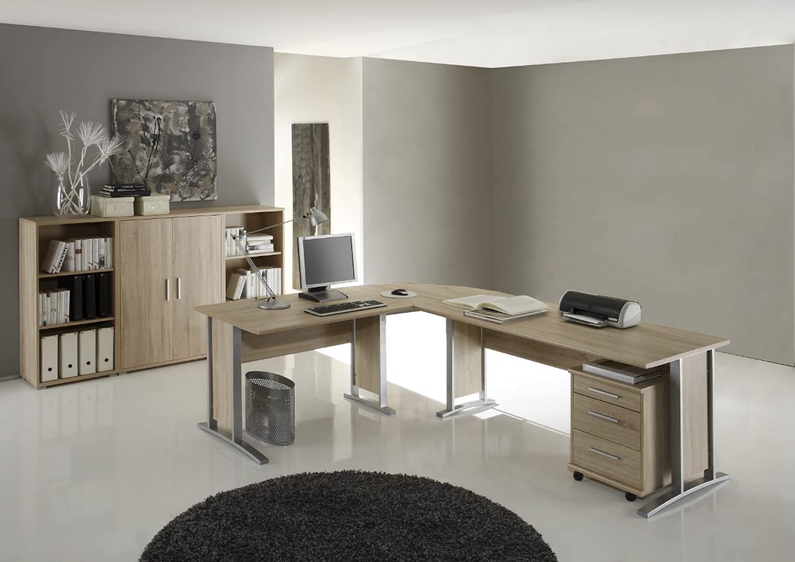 Office Line Winkelschreibtisch Set Eiche Sonoma Highboard Arbeitszimmer