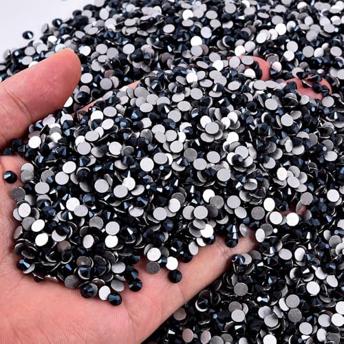 Image of 1440pcs Flat Back Crystal Rhinestones for Nail Art Crafts Bedazzling Kit Diamonds Set Clear Rhinestones for Clothes 0.14 inch 3.8mm SS16 Jet Black Shine