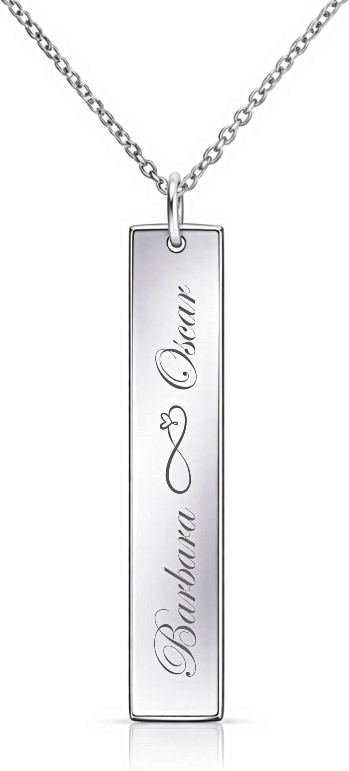 Personalized Silver Bar Necklace โ Engraved Nameplate Pendant - Custom Necklace Jewelry - Ships from USA