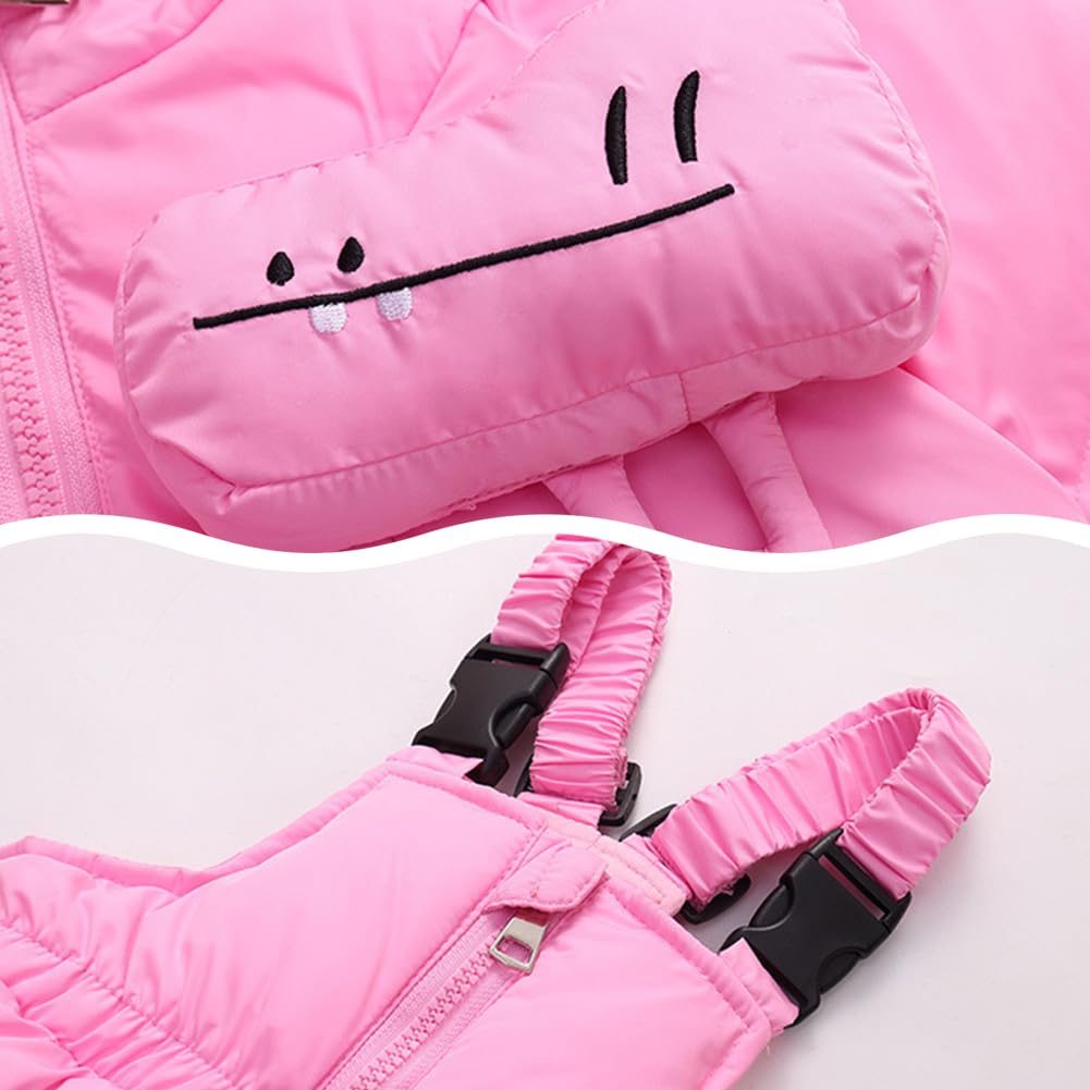 Combinaison de Ski Fille Chaude Vêtements de Ski Garçon Coupe-vent Combinaisons de Neige Bébé avec Capuche