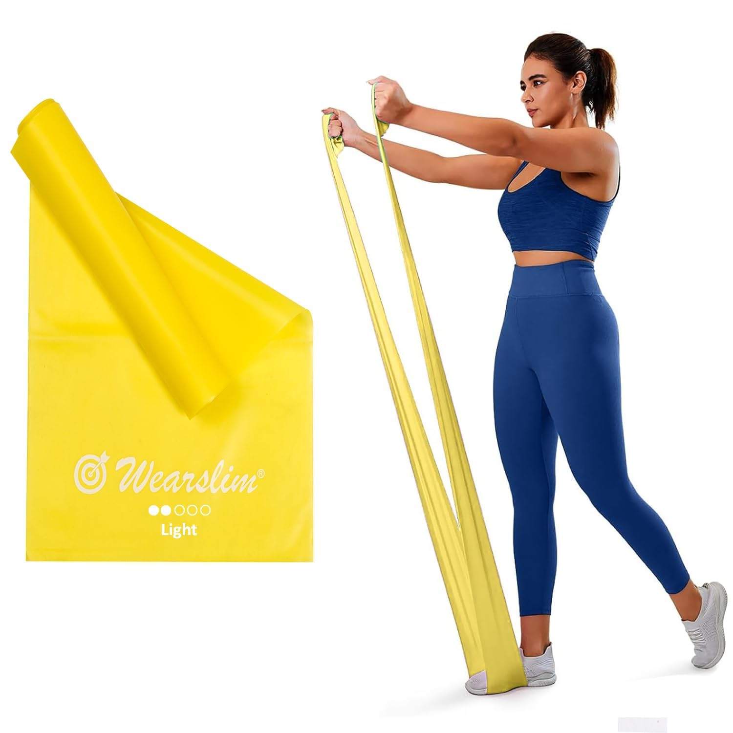 Wearslim Resistance Bands Exercise Elastic Bands Latex Bands for Pilates Yoga Phycial Therapy Rehab Home Gym Workout Fitness, Workout Loops for Booty, Glute, Leg & Thigh Exercising (1.5 Meter Yellow)