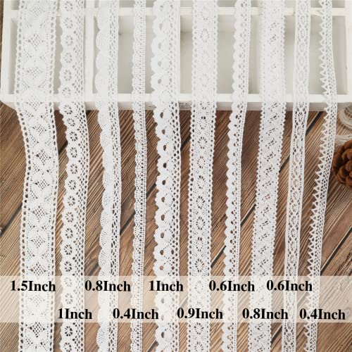 White Cotton Lace Ribbon Trim, Venice Crochet Lace Ribbon For Crafts Sewing, Scrapbooking Decoration Supply, 20 Yards (White) #TOP1