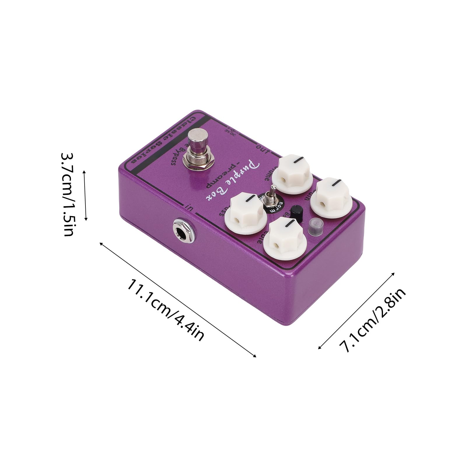 Btuty Pedale Effetti per Chitarra Purple Box, Compressore Boost Preamplificatore Overdrive con Boost Pulito da 30 DB Ed Equalizzatore a Doppia Banda, per Chitarristi Elettrici