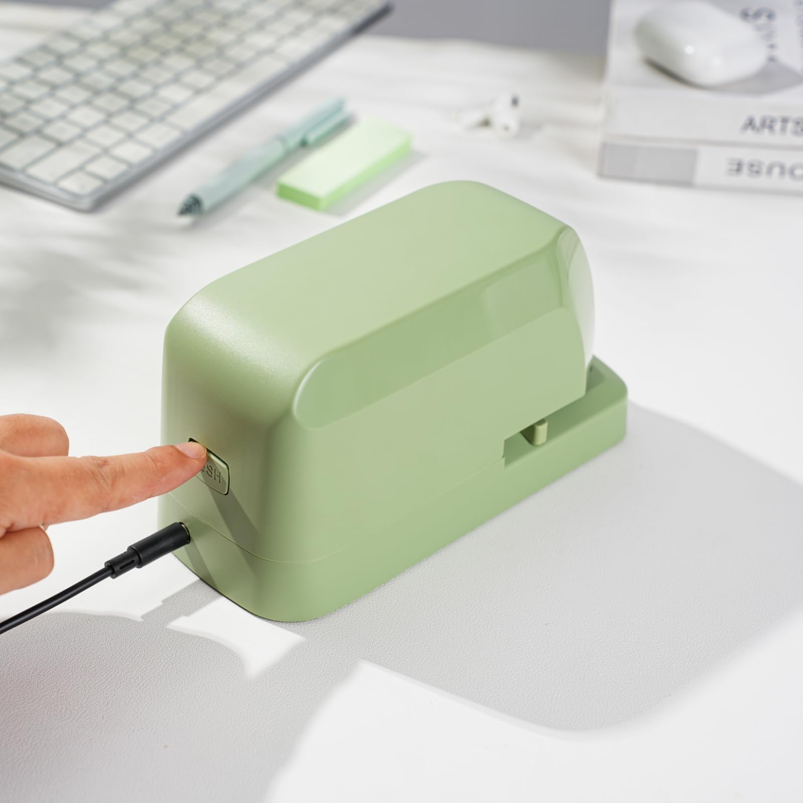 Cucitrice elettrica per scrivania, capacità di 45 fogli, cucitrice automatica, per scrivania, cucitrice elettrica per ufficio, resistente per uso in ufficio, con 1.000 punti metallici e levapunti