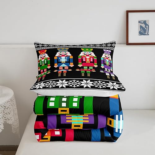 Miniatura 5 de Erosebridal Juego de edredón de cascanueces tamaño matrimonial, ropa de cama retro de Navidad para niños y niños, coloridos juegos de edredón de