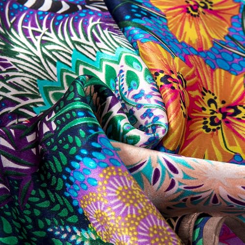 100% Pure Mulberry Silk Scarf - 35" Large Square Lightweight Headscarf – Women’s Hair Wraps Shawl With Gift Packed 0012