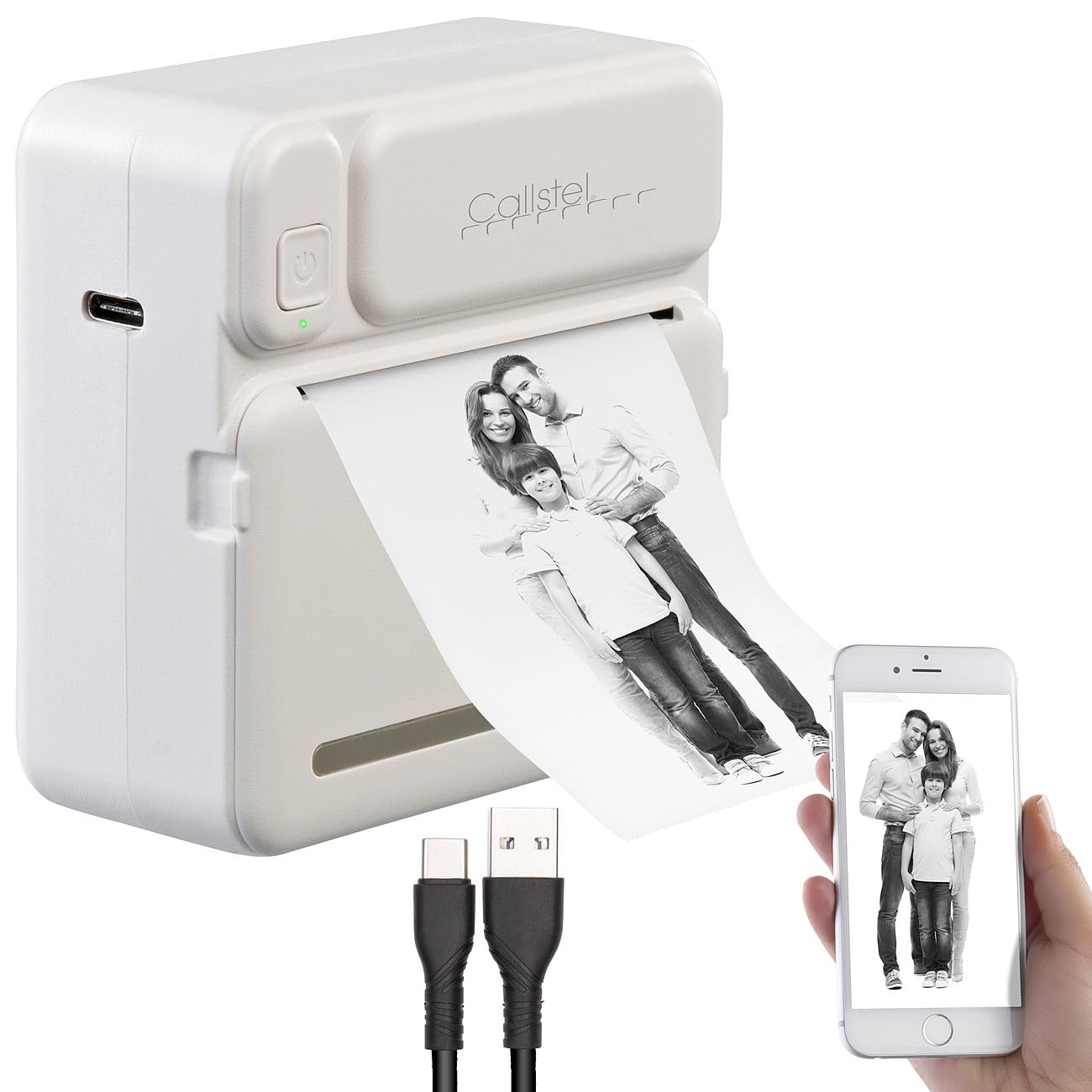 Callstel Fotodrucker Mobiler Akku-Mini-Foto-/Etiketten-Thermodrucker