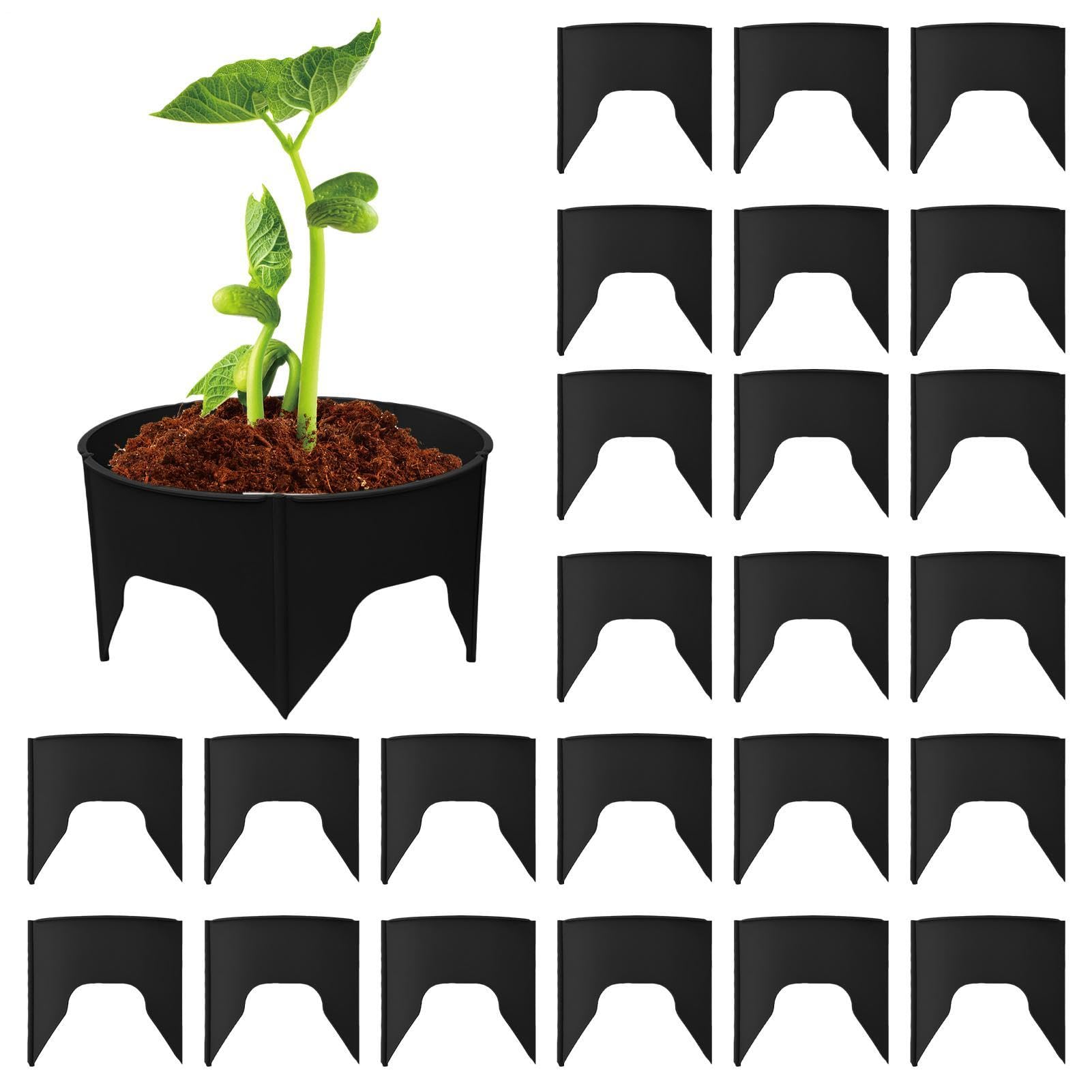 Anneaux de culture de plantation 24 pièces – Bordure ronde de protection pour arrosage profond | Anneaux de plantation, bordure de protection de jardin pour balcon, cour, serre, tomate, poivre, fleurs