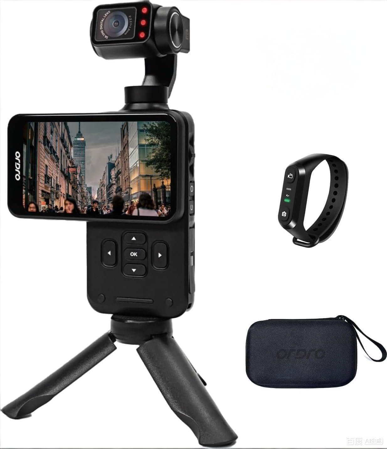 ORDRO M5 Handheld Camcorder Video Camera, 3-Axis Stabilisation, 3.5-inch Rotating Touch Screen, IR Night Vision WDR Face Tracking 120 ° Wide Angle for YouTube
