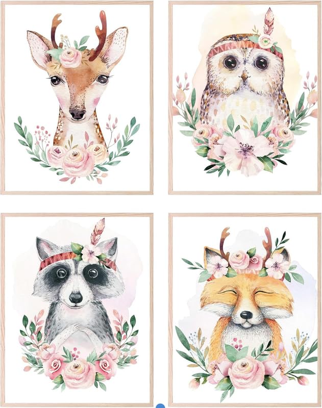 Image of Insire Woodland Girl Nursery Decor, Girl Woodland Decor, Woodland Nursery Decor for Girls, Girls Woodland Decor, Baby Girl Nursery Decor Woodland, Woodland Nursery Decor Girl - Unframed (8x10”)