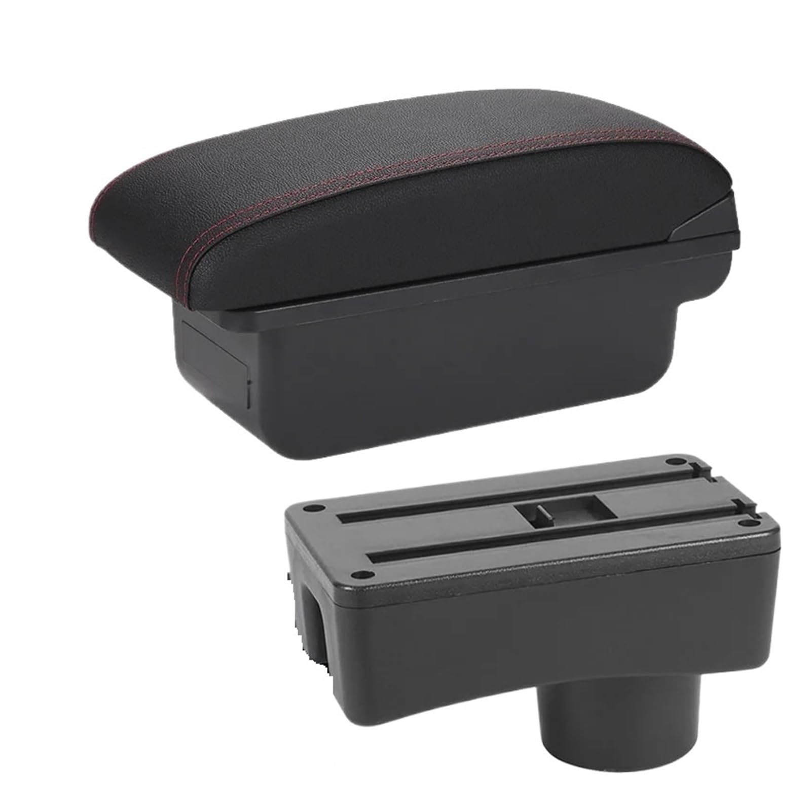 UMDJJU For Citroen C1 2012-2019 Retrofit Parts Storage Box Car Accessories Car Centre Console Armrest Box(C1 Black red NO USB)