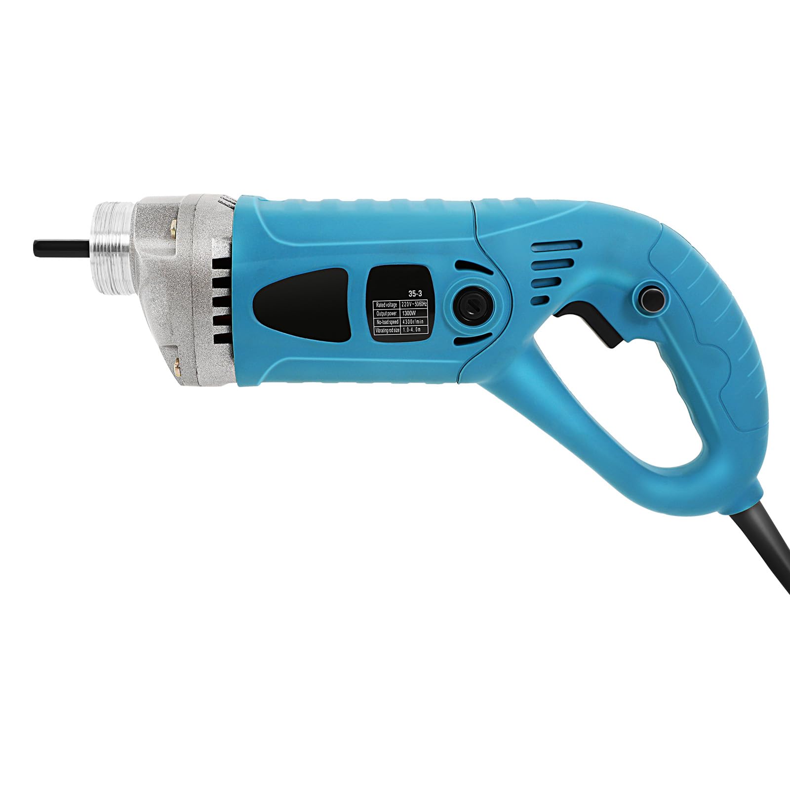 vibratore elettrico per calcestruzzo, 1300 W, 4300 giri/min, compressore per calcestruzzo, 3,5 cm, diametro onde vibranti, lunghezza 1,5 m