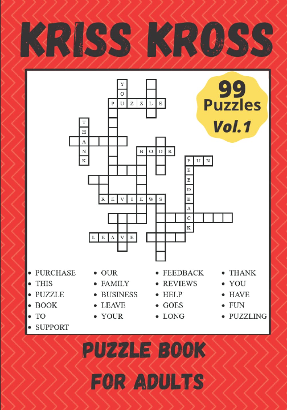 Kriss Kross: Fill in Words Activity Puzzle Book for Adults