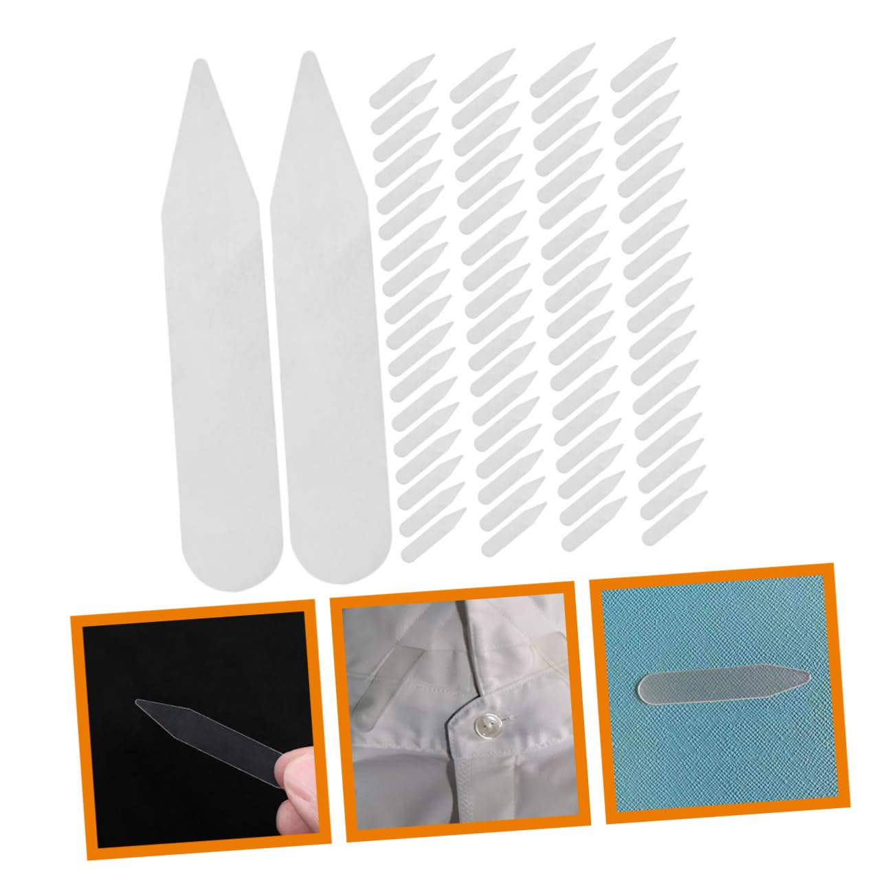 PACKOVE 200pcs Mens Dress Shirt Collar Stays Linen Shirt Collar Inserts Comfortable Fit