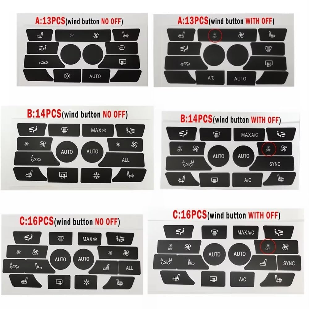 Ersatz-Klimaanlagen-Knöpfe Für BMW 5er F07/F10/F11 – 12-teiliges Set, ABS/PC, Einfacher Einbau