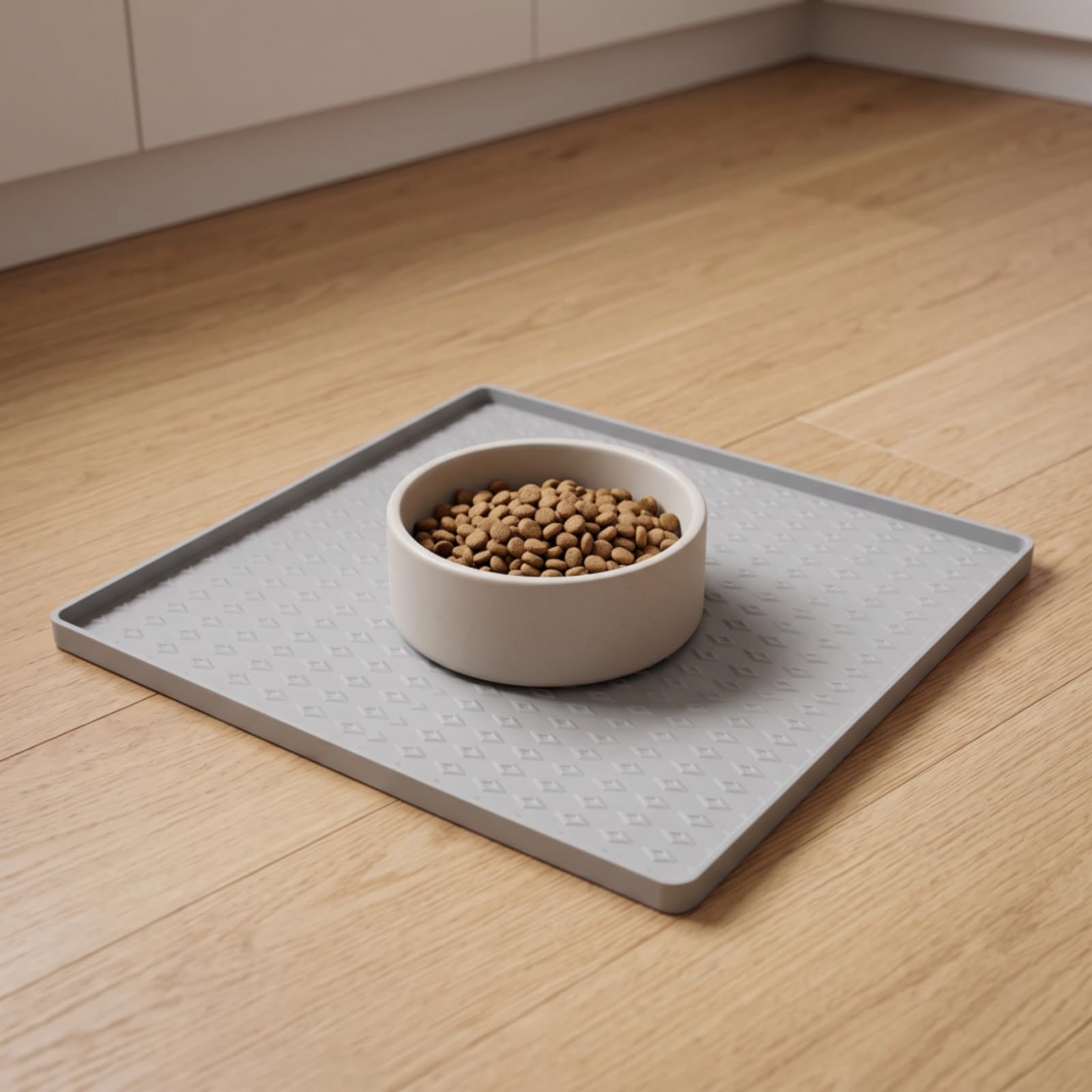 Tapis Gamelle en Silicone sans BPA, Gris Clair, 65 60