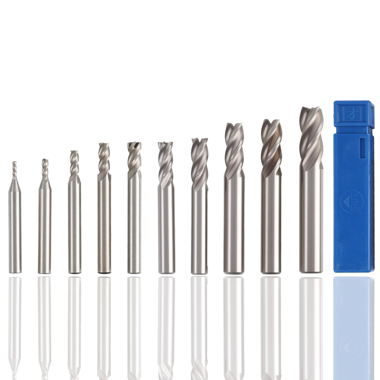Lot de 10 Fraises à Tige HSS pour CNC, 4 Dents, Diamètres 2 à 12 mm, Fraise de Précision pour Métal, Aluminium, Bois, Plastique et Alliages, Coupe Rapide et Durable pour Fraiseuse