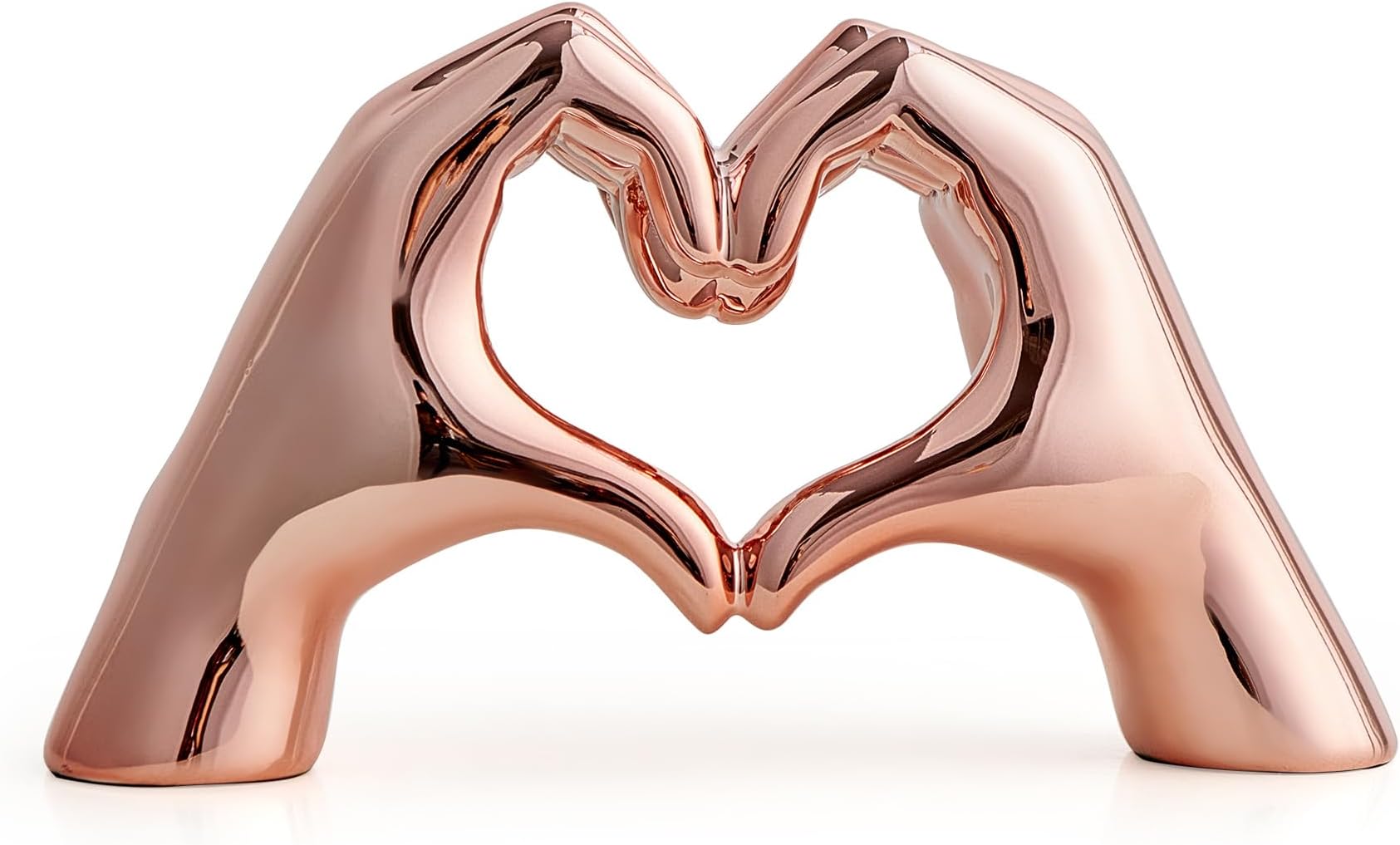 FJS Home Decor Love Heart Hands Statue, Rose Gold Heart Room Decor, Modern Art Home Decorations for Living Room Bedroom Shelf Coffee Table Centerpiece, Gift for Women Wedding