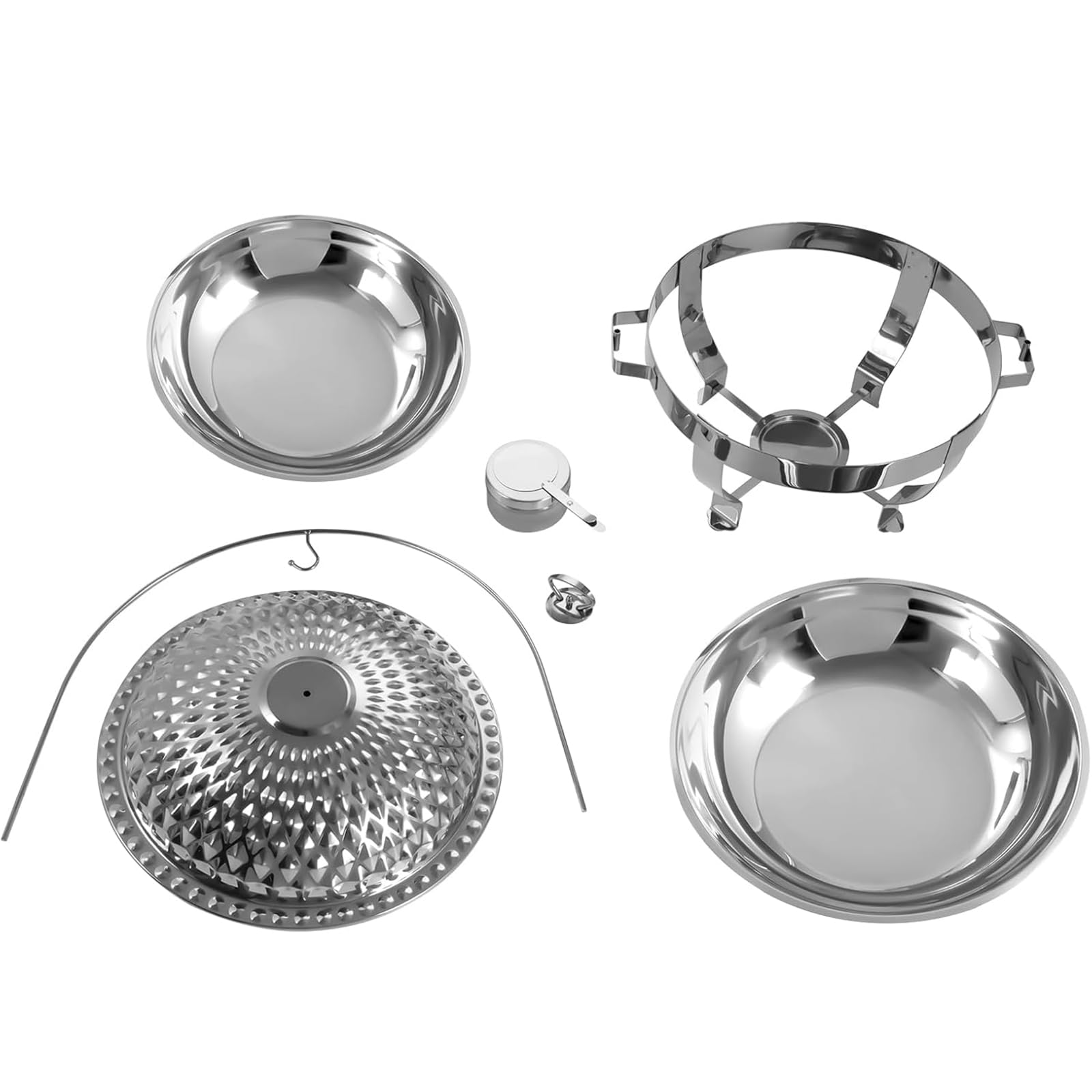 Set di scaldavivande da buffet, con coperchio sospeso, piano cottura da pranzo, scaldavivande rotondo in acciaio inox, scaldavivande da buffet, vassoio riscaldante da bancone, lavabile in