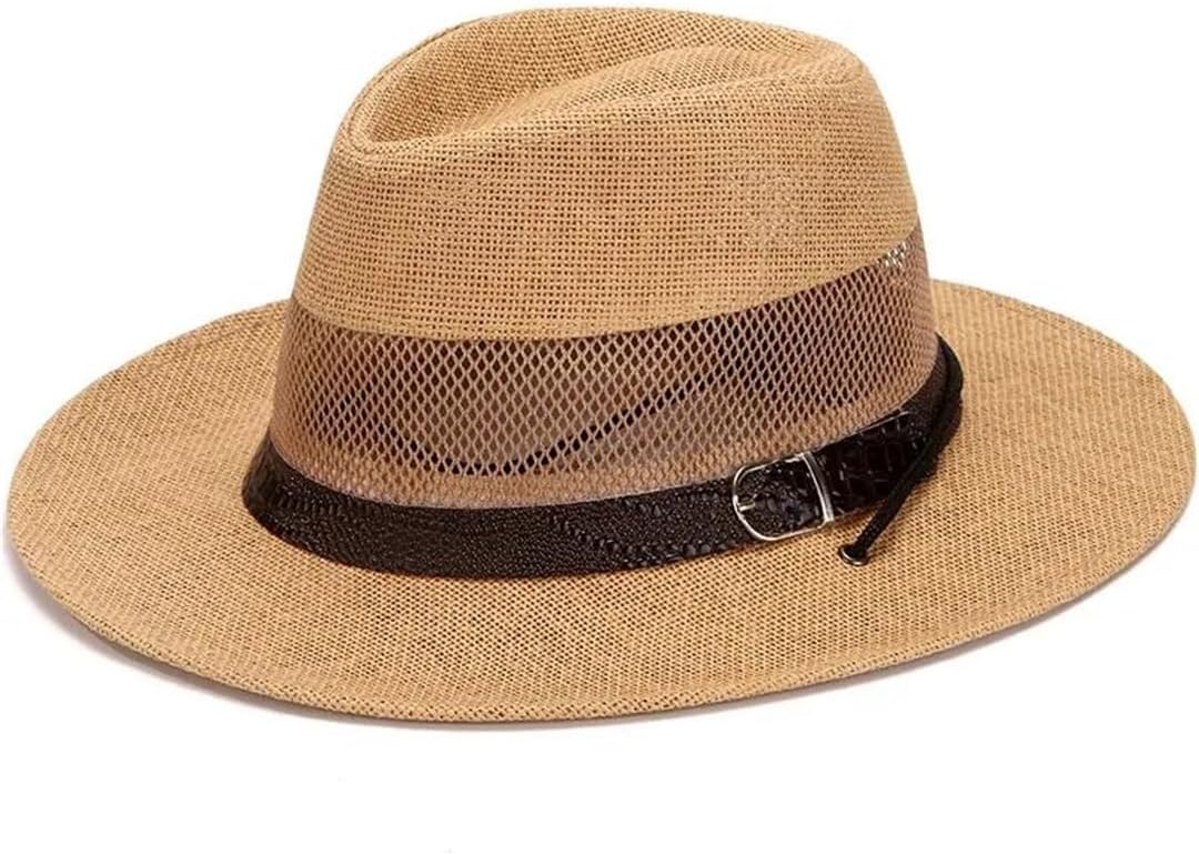 Women's Casual Solid Color Straw Hat Flat Top Beach Hat Unisex Raffia Straw