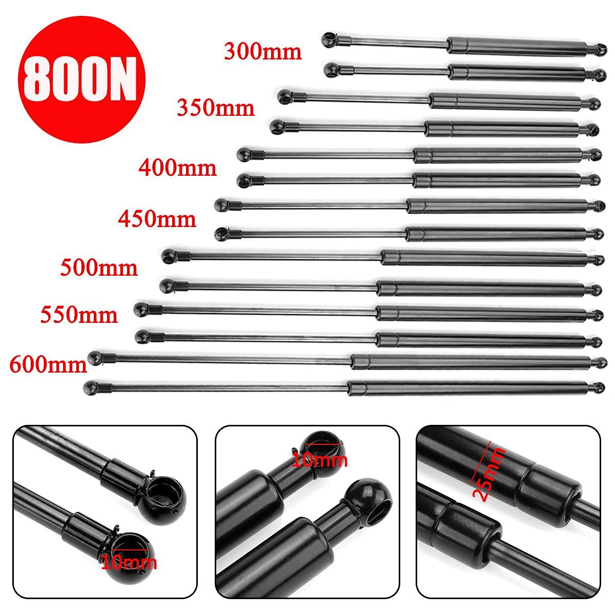 Pistoncini A Gas 400N Per Auto - Kit 2 Pezzi Per Cofano, Portellone, Bus E Barche - 300-600mm