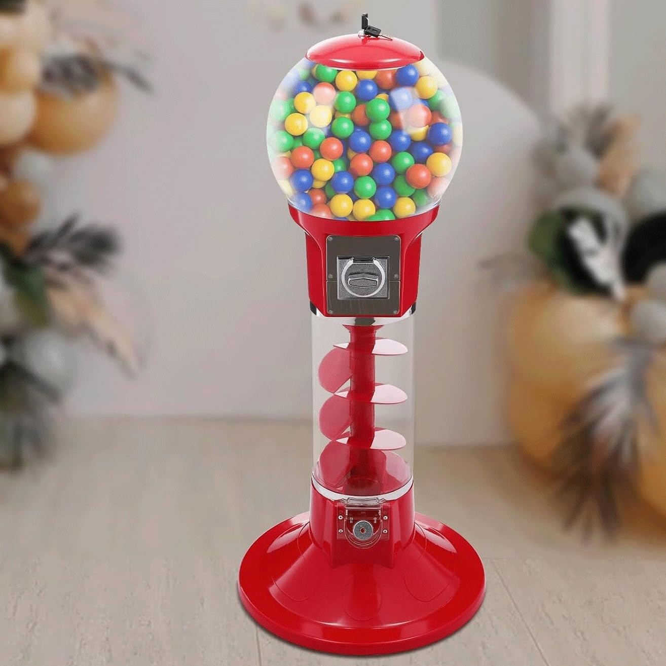 Kommerzieller Kaugummiautomat mit Ständer, 300 Spielzeugkapseln 1,77 Zoll/800 Bälle 1,26 Zoll großer Spiral-Kaugummiautomat, Kaugummiautomat for Spielzeugkapseln und Bälle(Red)