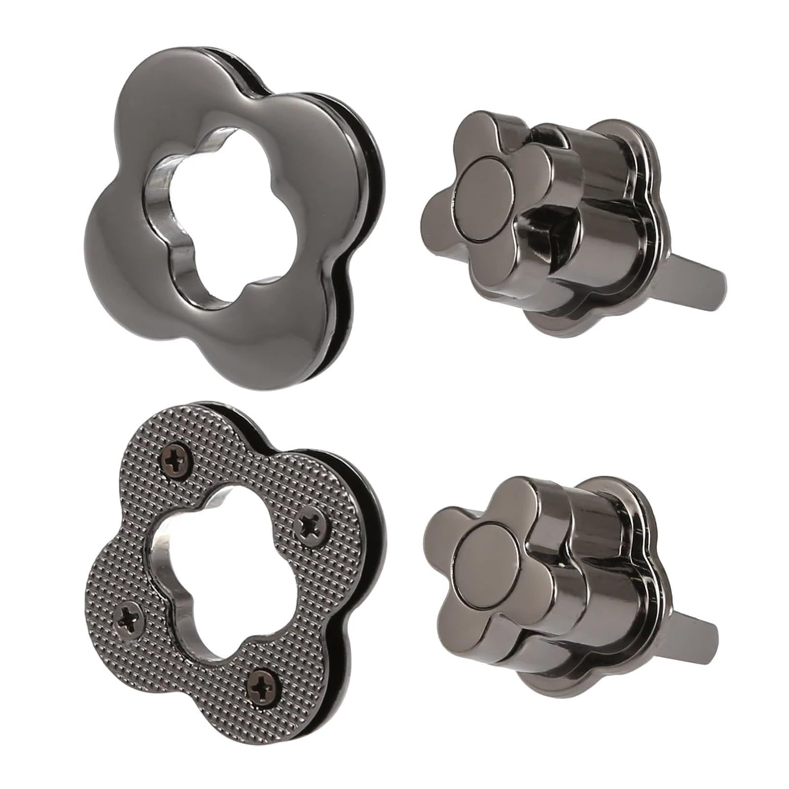 PVUVTNAHW 5pcs 3.5CM Metal Flower Shape Turn Lock Twist Clasp For Leather Craft Women Bag Handbag Shoulder Purse(Gun)