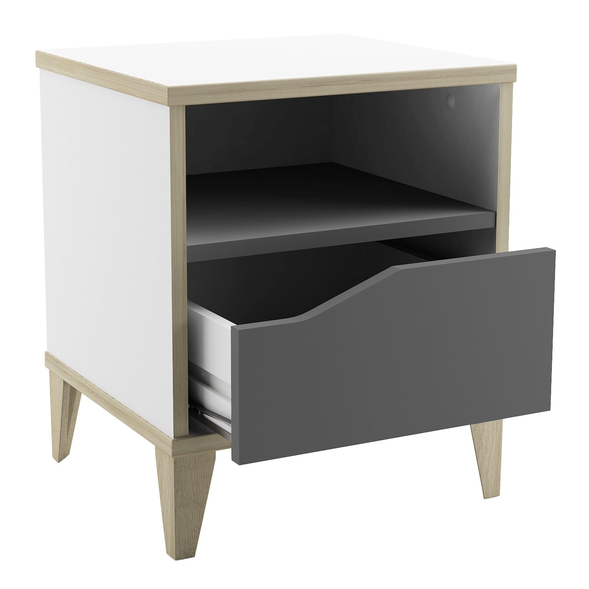 Table de Chevet & Nuit Enfant Blanc – Garçon & Fille – Produit Robuste Pour la Chambre des plus Petits – Fabriqué en France 37 x 33 x 43 CM