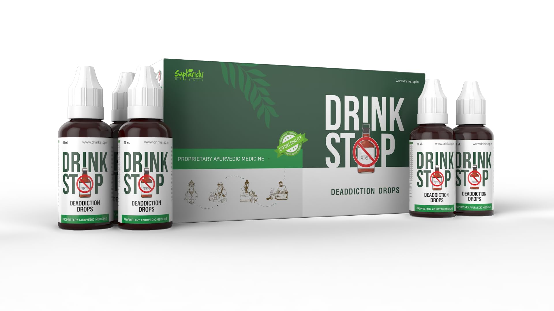 Saptarishi Drink Stop Anti-Addiction Drops - Natural Support For Overcoming Addictive Habits|Deaddiction Drop For Alcohol Problem |Nasha Mukti Ayurvedic Formula With 16 Herbs|Pack Of 5 (5 X 30Ml)-image-34