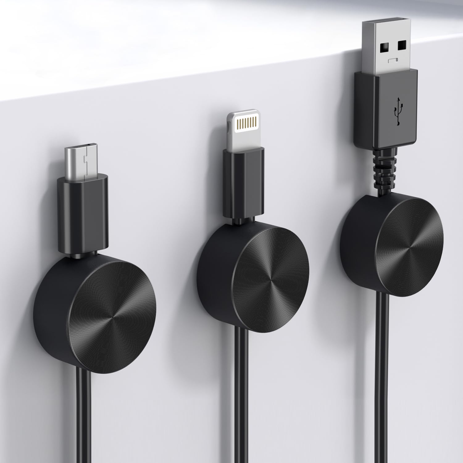 12 Clip Magnetiche Organizza Cavi Per Scrivania - Adesive E Autoadesive - Per Ufficio E Casa (Nero) - 4