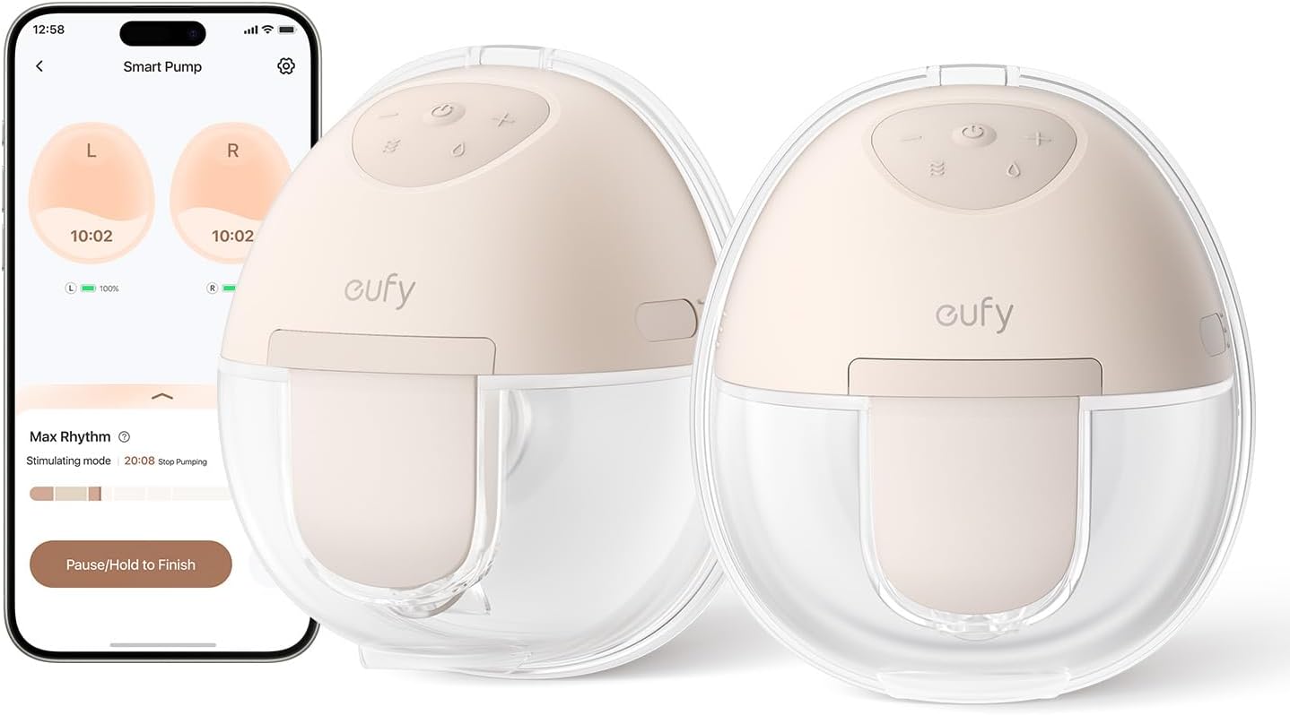 eufy Wearable Breast Pump E10, Hands-Free Electric Breast Pump with App Control, Personalized Smart Rhythm, Hospital Grade Suction for More Milk, Portable, Leak-Proof & Ultra-Quiet
