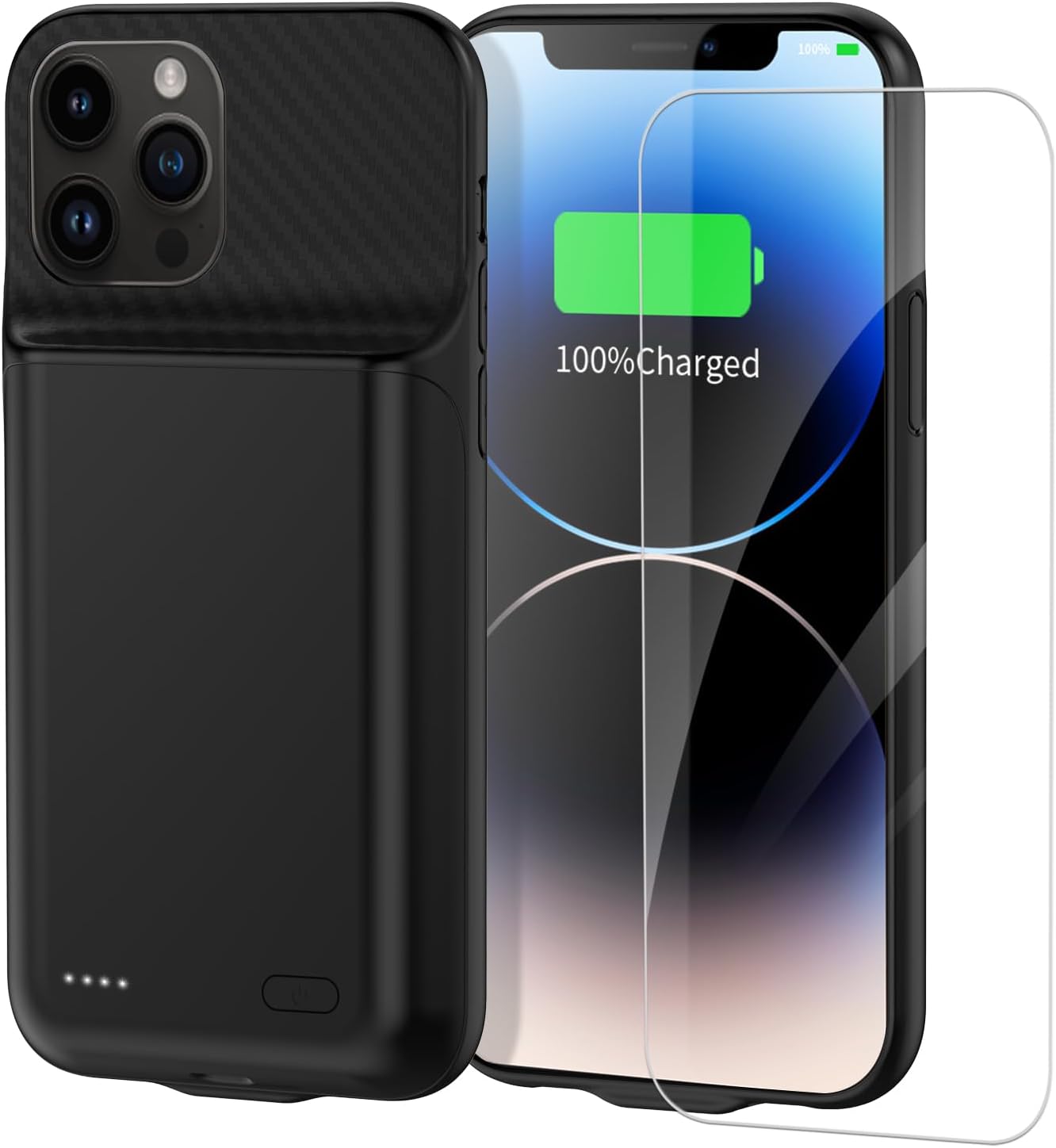 Battery Case for iPhone 13/ iPhone 14 Pro/14 13800mAh Rechargeable Charging Case Compatible with iPhone 14(6.1 inch) Emergency Power Charger Case with Screen Protector, Black