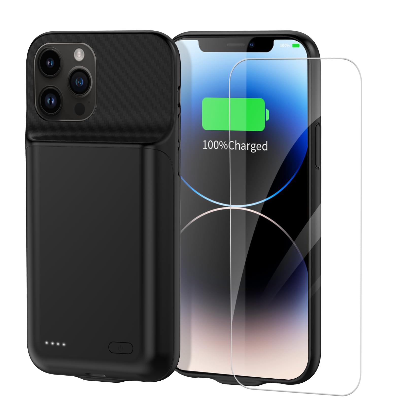 TAYUZH Battery Case for iPhone 13 Pro Max/14 Pro Max/14 Plus(6.7 inch) 13800mAh Portable Rechargeable Charging Case with Screen Protector, Full Protection, Black