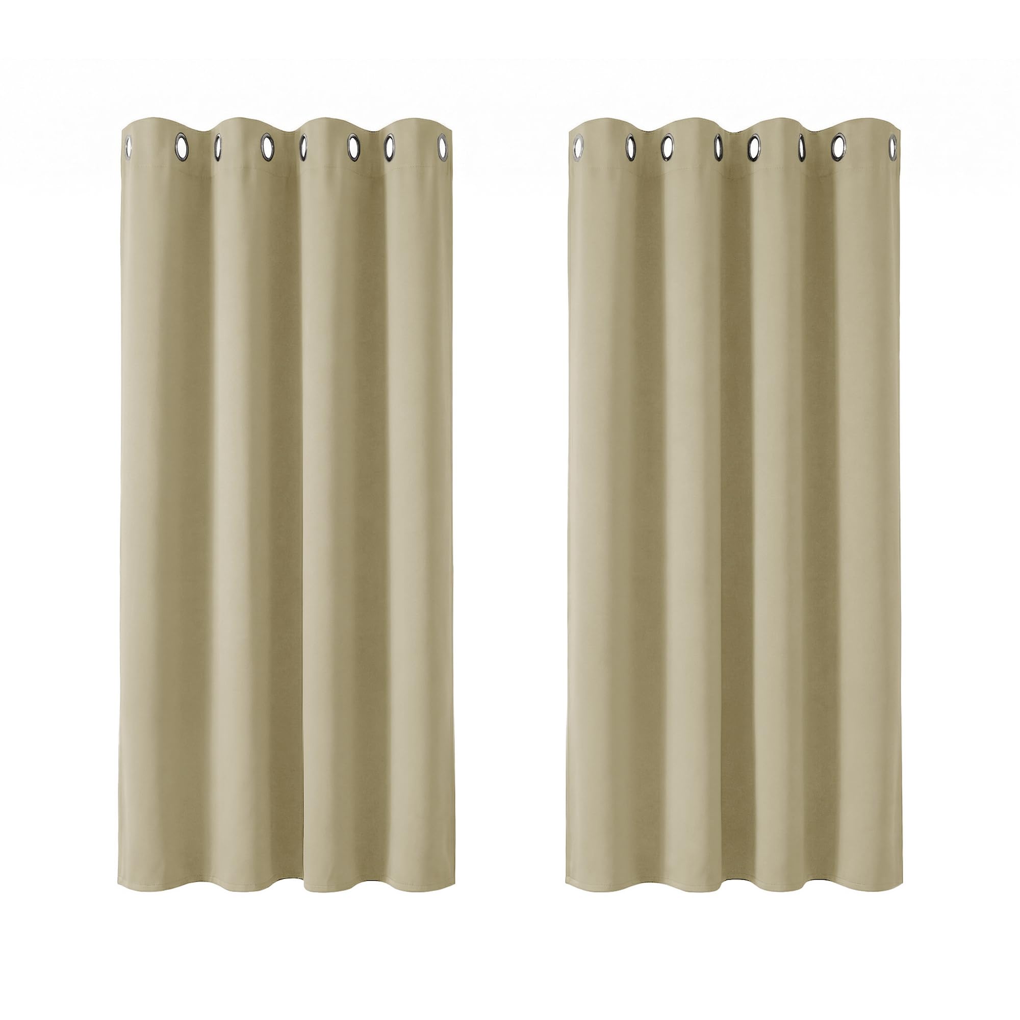 Deconovo Beige Thermal Insulated Room Darkening Curtains Fabric Eyelet Curtains For Kitchen 52"X 54" 1 Pair