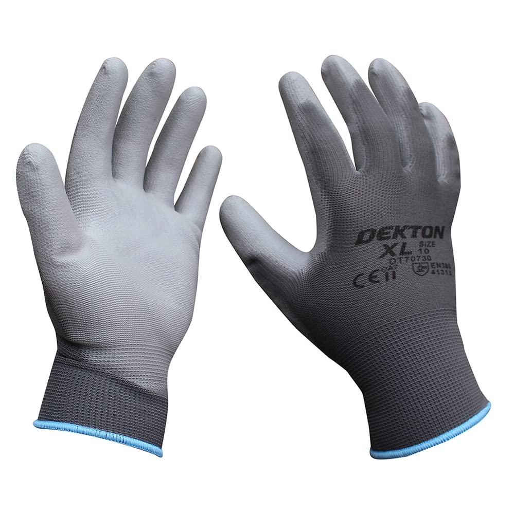 Dekton 10/XL Snug Fit PU Coated Working Gloves | Flexible & Strong Protection | Ideal for Workshop & DIY Tasks | Anti-Slip Latex Coating | CE Cat 2 & EN388 Certified for Superior Mechanical Protection