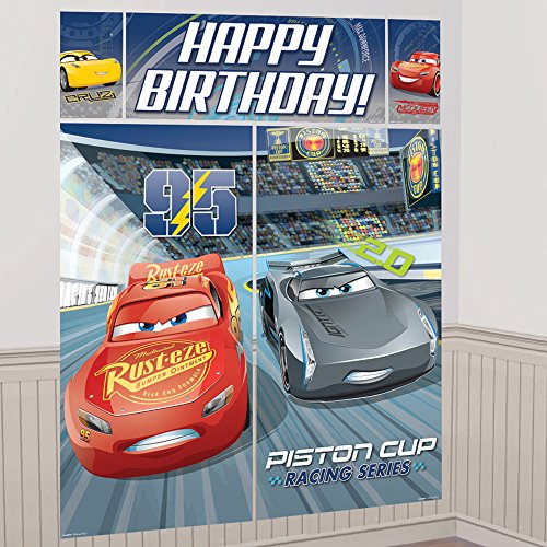 Enchanting Multicolor Disney Cars 3 Scene Setters Wall Decorating Kit - Pack of 5 - Fun & Exciting Design - Perfect for Kid's Party