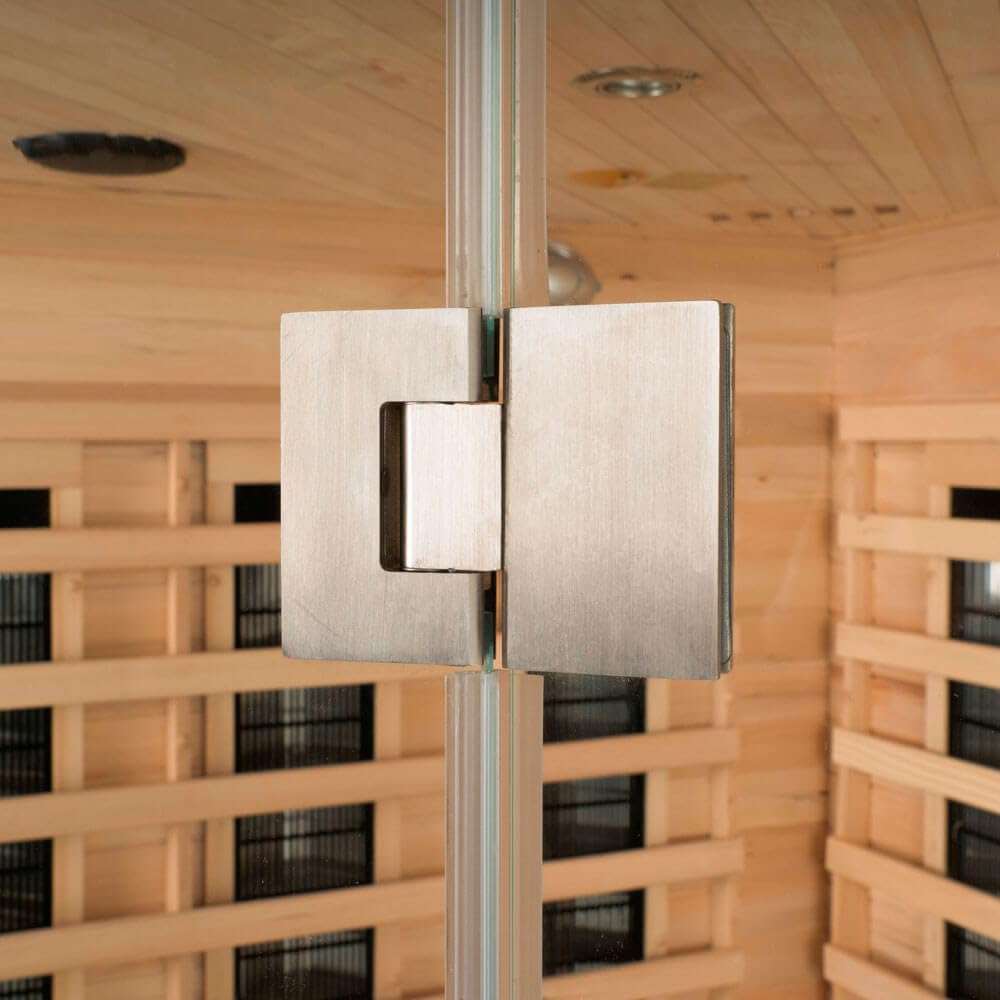 Home Deluxe – Infrarotkabine REDSUN L Deluxe - 153 x 110 x 190 cm - für 3 Personen, 6 Vollspektrumstrahler, Holz: Hemlocktanne I Infrarotsauna, Sauna, Wärmekabine, Infrarot