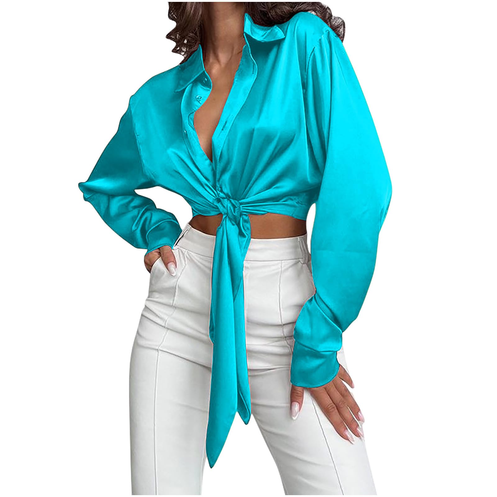 tie neck satin blouse