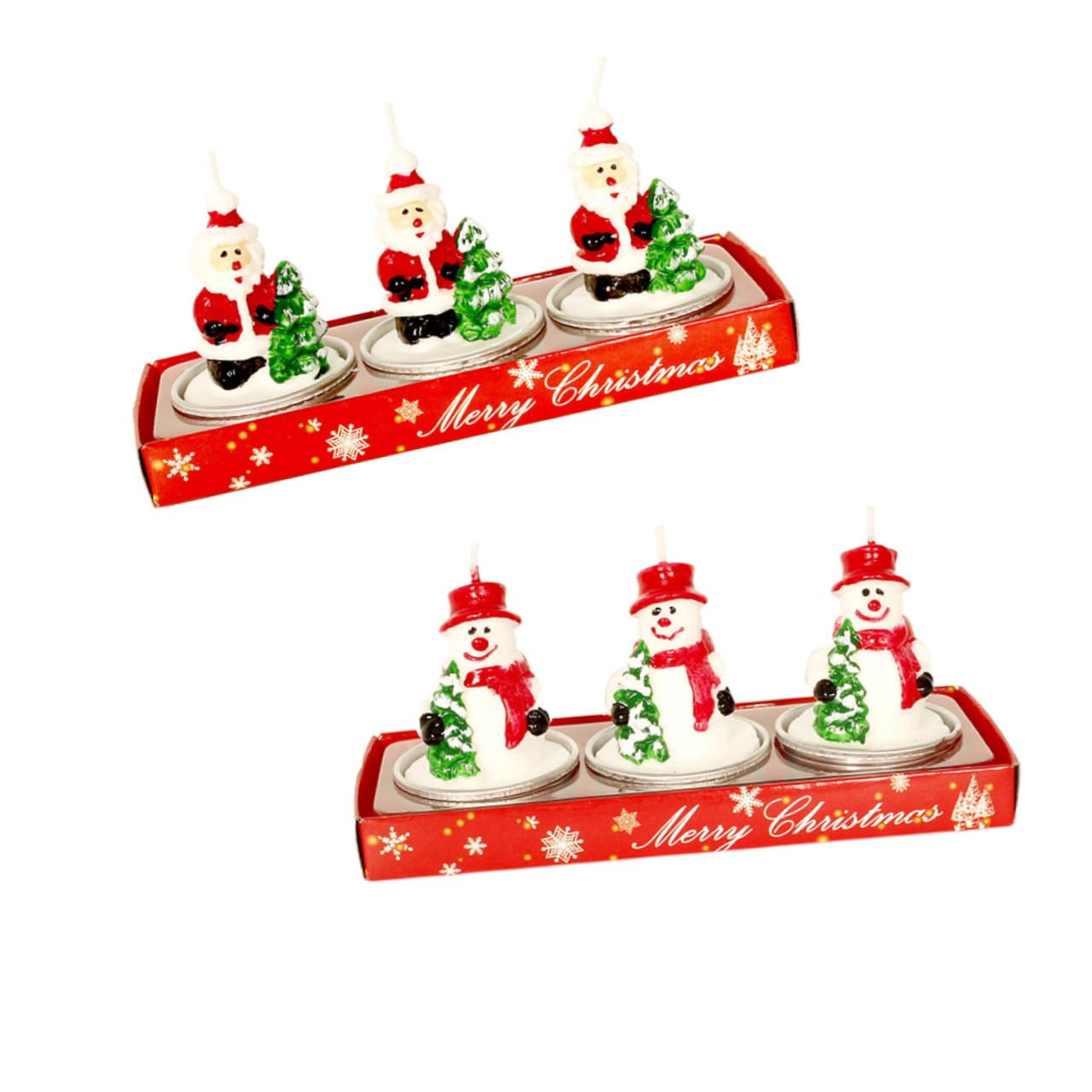 Cabilock Festival Candle Decor Christmas Candle Set Santa Tree Snowman Dinner Supplies